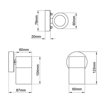 36892-2 KSR KSR1356 | Luso 35W GU10 IP44 Single Wall Light, Stainless Steel