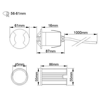 36907-2 KSR KSR1375 | Villas Mini 3W 4000K IP65 LED Two Way Wall/Ground Light, Stainless Steel