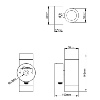 KSR KSR1396 | Tulua 2x35W GU10 IP54 Up & Down Wall Light with Photocell, Black