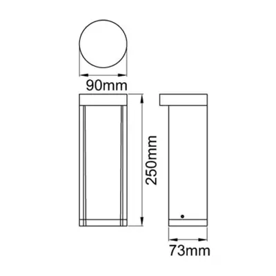 37538-2 KSR KSR1905 | Calanda 250mm 8.5W 3000K 290lm IP54 LED Bollard, Anthracite
