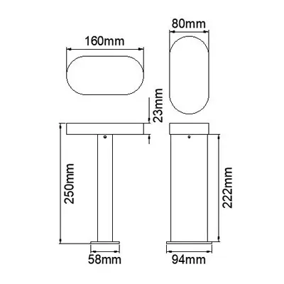 KSR KSR1917 | Leon 250mm 10W 3000K 662lm IP54 LED Bollard, Anthracite