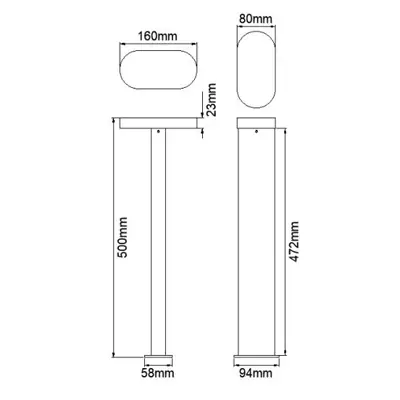 37549-3 KSR KSR1918 | Leon 500mm 10W 3000K 662lm IP54 LED Bollard, Anthracite