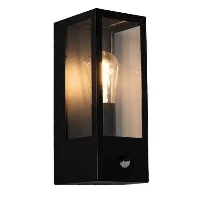 KSR KSR1932 | Barella 40W E27 IP44 Single Wall Light Lantern with PIR, Black