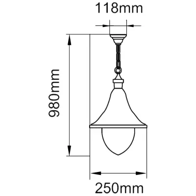 37746-2 KSR KSR3301BLK | Lampara 23W E27 IP44 Hanging Ceiling Lantern, Black