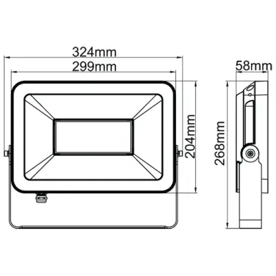 37714-2 KSR KSR5288BLK | Siena 100W 3000K 8595lm IP65 LED Floodlight, Black