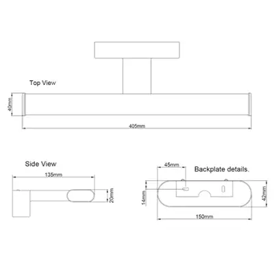 39161-3 KSR KSR6178BLK | Caserta 8W 4000K 610lm IP44 LED Over Mirror Bathroom Wall Light, Black