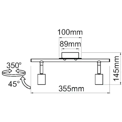 KSR KSR6221CH | GU10 Spotlight Nautilus 35w 2 Light Bar, Chrome