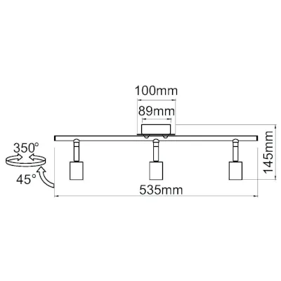 KSR KSR6222CH | GU10 Spotlight Nautilus 35w 3 Light Bar, Chrome