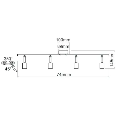 48947-2 KSR KSR6223CH | GU10 Spotlight Nautilus 35w 4 Spot Bar Light, Chrome