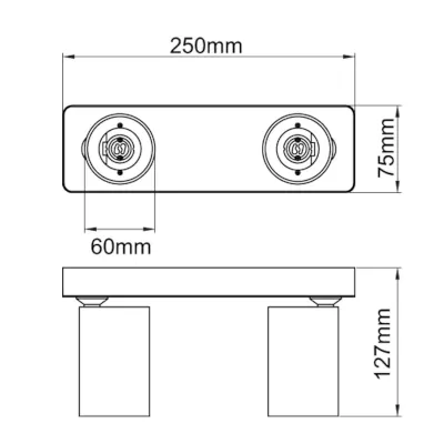 KSR KSR6261BLK | GU10 Spotlight Sofia 50w 2 Light Bar, Black