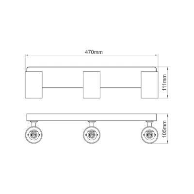 KSR KSR6262BLK | GU10 Spotlight Sofia 50w 3 Light Bar, Black