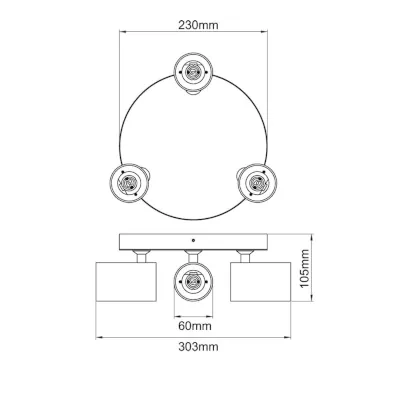 KSR KSR6263BLK | GU10 Spotlight Sofia 50w Triple Plate Spotlight, Black