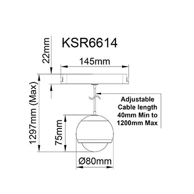 39976-2 KSR KSR6614BLK | Mag-Trac II 5w 3000K LED Track Pendant Fitting Black