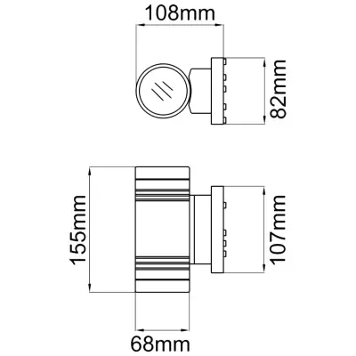 37891-2 KSR KSR7109 | Sevas 2x50W GU10 IP55 LED Up & Down Wall Light, Anthracite