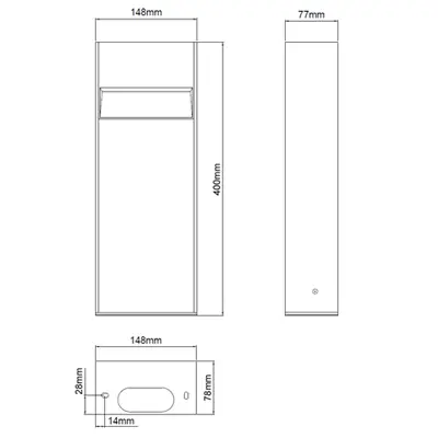 38905-4 KSR KSR71112 | Positano 450mm 3.2W 3000K/4000K 2CCT IP65 LED Bollard Light, Anthracite