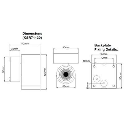 KSR KSR71130 | Riviera 5W 3000K/4000K 2CCT 435lm/485lm IP65 LED Medium Up or Down Wall Light, Anthracite