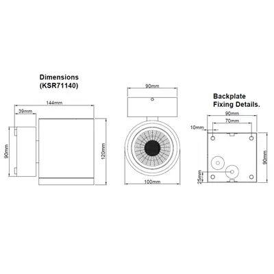 38915-2 KSR KSR71140 | Riviera 9W 3000K/4000K 2CCT 850lm/955lm IP65 LED Large Up or Down Wall Light, Anthracite