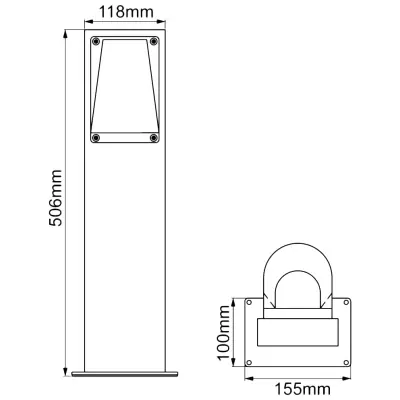 37894-2 KSR KSR7147 | Boss 500mm 50W GU10 IP44 Bollard Light, Anthracite