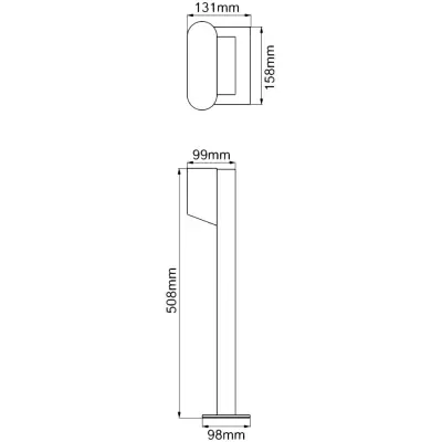 37897-2 KSR KSR7152 | Orsay 500mm 9W 3000K 688lm IP55 LED Bollard Light, Anthracite