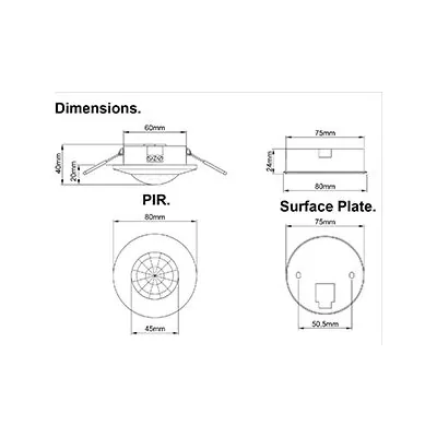 KSR KSR8415 | PIR Sensor For Surface/Recessed Fitting IP20 360° Detection
