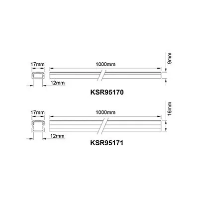 48809-2 KSR KSR95171BLK | Navara 1m Deep Surface Aluminium Profile Bar w/ Opal Diffuser, Black