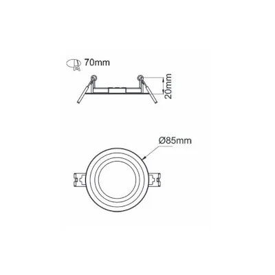 42325-3 KSR KSR97190/EM | LED Recessed Downlight Starlet 3w 3CCT IP44 c/w Self-Test Emergency, White