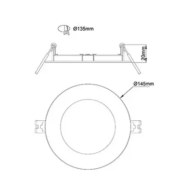 39132-2 KSR KSR97195 | Starlet 9W 3000K/4000K/6000K CCT IP44 LED Flat Panel Downlight, White