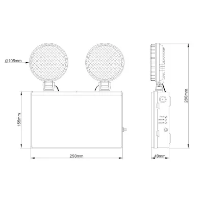 KSR KSR98103 | Twin Spot Emergency Light Navara LED 2x1.5w 6000K c/w Self-Test Emergency