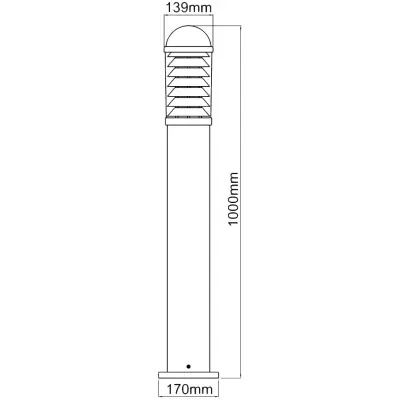 KSR KSR9912BLK | Coria 1000mm 46W E27 IP65 Bollard, Black