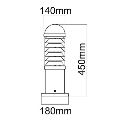 37912-2 KSR KSR9915 | Coria 450mm 46W E27 IP65 Bollard, Black