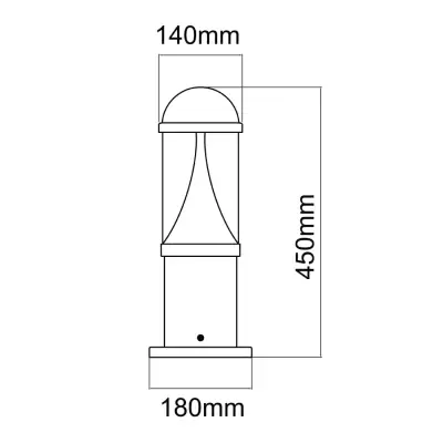 37913-2 KSR KSR9916 | Coria 450mm 20W 3000K/4000K/6000K IP65 LED Round Top Bollard, Black