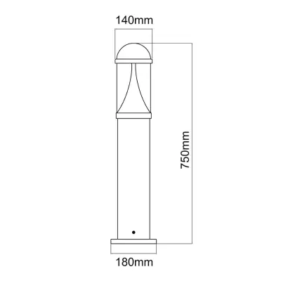37914-2 KSR KSR9917 | Coria 750mm 20W 3000K/4000K/6000K IP65 LED Round Top Bollard, Black
