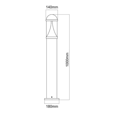 37915-2 KSR KSR9918 | Coria 1000mm 20W 3000K/4000K/6000K IP65 LED Round Top Bollard, Black