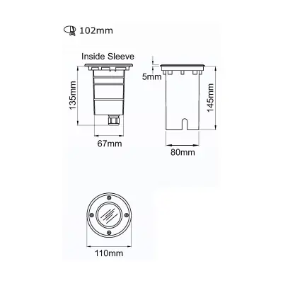 37916-2 KSR KSR9928 | Cataluna 35W GU10 IP67 Round Recessed Walkover Ground Light, Stainless Steel