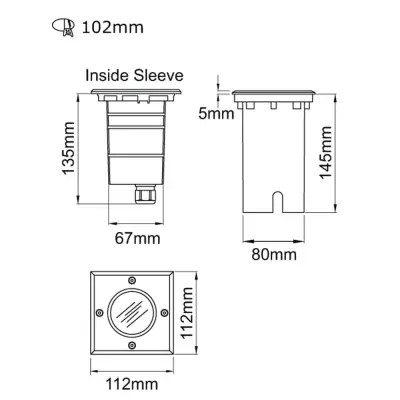 37917-2 KSR KSR9929 | Cataluna 35W GU10 IP67 Square Recessed Walkover Ground Light, Stainless Steel