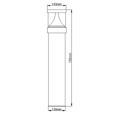 38095-2 KSR KSR9986 | Talara 750mm 15W 3000K/4000K/6000K CCT IP65 LED Bollard, Stainless Steel
