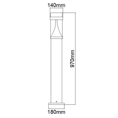KSR KSR9995 | Coria II 970mm 20W 3000K/4000K/6000K CCT IP65 LED Flat Top Bollard, Anthracite