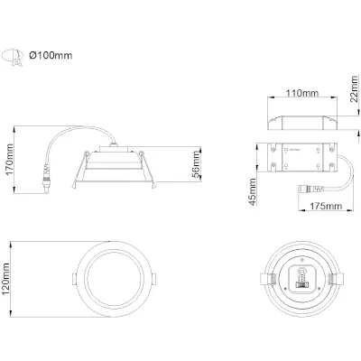 41215-2 KSR KSRDL385 | LED Recessed Downlight Sorocco Select Multi Wattage & CCT Function IP44, White