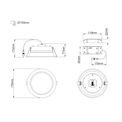 41214-2 KSR KSRDL386 | LED Recessed Downlight Sorocco Select Multi Wattage & CCT Function IP44, White