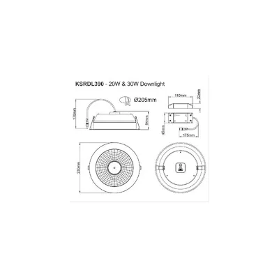 42691-2 KSR KSRDL390 | LED Downlight Sorocco II Select 20w/30w 3CCT IP44, White