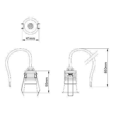 41209-2 KSR KSRDL475 | LED Recessed Downlight Mimas Mini 3w 4000K 104lm IP65 w/ Baffle Rim, Black
