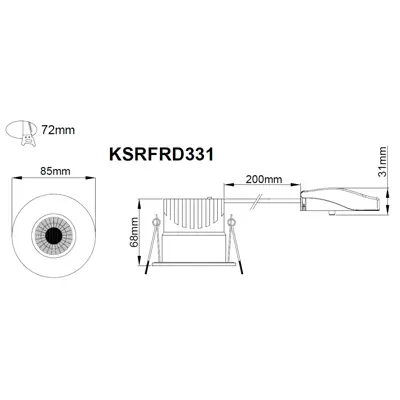 39136-3 KSR KSRFRD331 | Firebreak QR5 5W 2700K/3000K/4000K/6000K 4CCT IP65 Fire Rated LED Baffle Dimmable Downlight, White