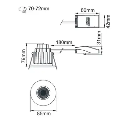 22574-4 KSR KSRFRD374 | Firebreak QR7 7W IP65 3000K/4000K/6000K Fire Rated LED Triple CCT Dimmable Downlight, White