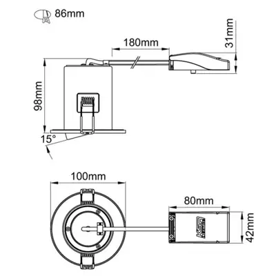 22592-4 KSR KSRFRD410 | Firebreak QR 10W GU10 IP20 Fire Rated Tilt Downlight
