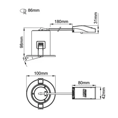 22588-4 KSR KSRFRD412 | Firebreak QR GU10 IP20 Fire Rated Tilt Detachable Bezel, Chrome