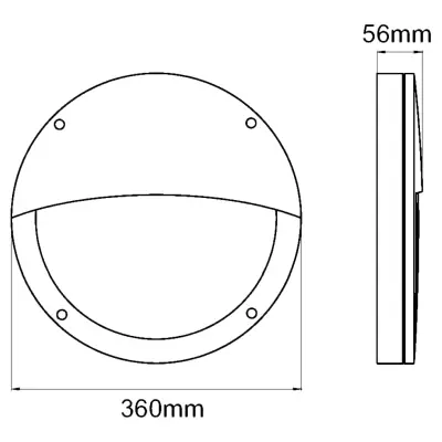 38113-2 KSR KSRSF273 | Reggio II 18W 4000K 670lm IP65 LED Die Cast Eyelid Bulkhead, Black