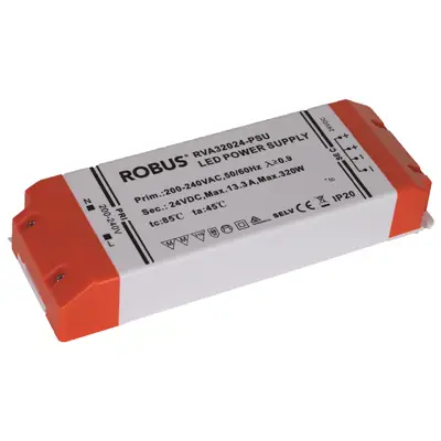 Read more on Robus RVA32024-PSU | Vegas 320W 24V IP20 Non Dimmable Constant Voltage Driver for LED Strip Lighting