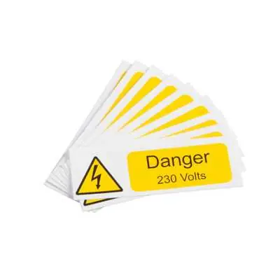 Industrial Signs IS2110SA | Self Adhesive Danger 230 Volts Vinyl Label 75x25mm Pack of 10