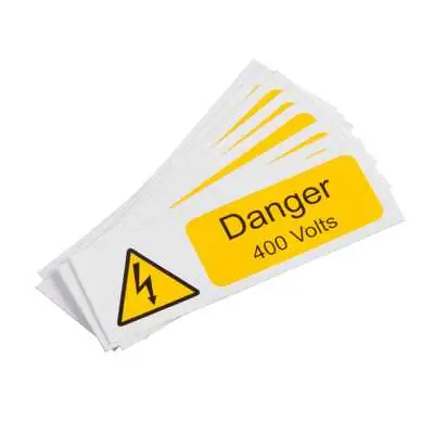 22076-2 Industrial Signs IS2210SA | Self Adhesive Danger 400 Volts Vinyl Label 75x25mm Pack of 10