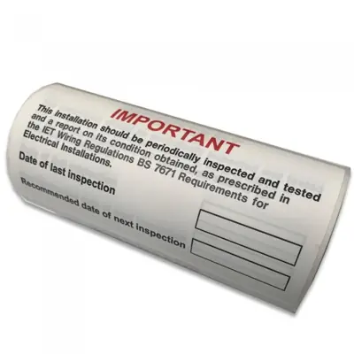Read more on Industrial Signs IS54100R | Self Adhesive Periodic Inspection and Testing Vinyl Label 130x60mm Pack of 100